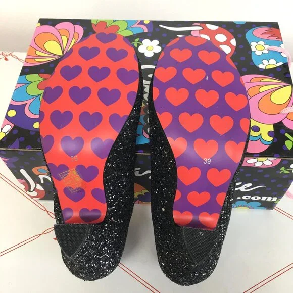 Irregular Choice Black & Silver Rhinestone "Deck The Halls" Shoes - Size 6EU/39E - Picture 10 of 13